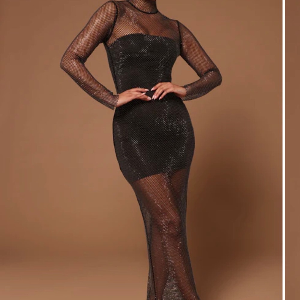 Fashion Nova Elegant Black Mesh Dress XL NWT